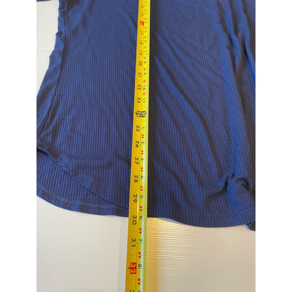 Lane Bryant Ribbed Knit Top NWT Sz 26/28 Stretch Blue Long Sleeve Cold Shoulder - Picture 6 of 6